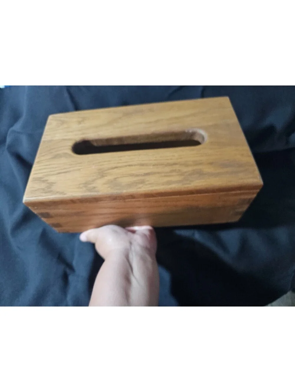Vintage Heavy Wood Tissue Box Cover Rustic Country Decor Rectangular 11.5X4.5